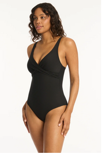 SEA LEVEL SPINNAKER CROSS FRONT MULTIFIT ONE PIECE - BLACK