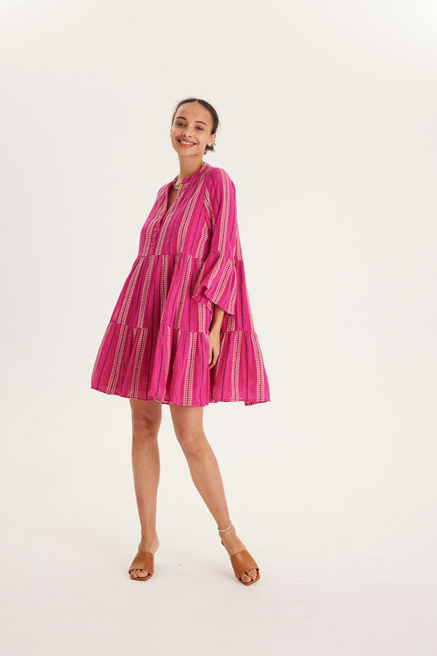 SUMMERY COPENHAGEN BELLA SHORT DRESS - FUCHSIA ROSE - ESCAPE CLOTHING