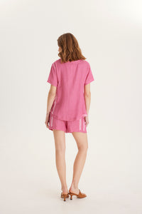 SUMMERY COPENHAGEN SHIRT V SHORT SLEEVE - FUCHSIA ROSE - ESCAPE CLOTHING