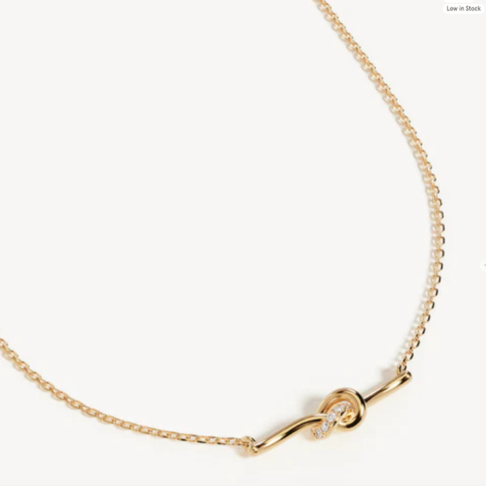 By Charlotte Love Knot Diamond Necklace - 18k Gold Vermeil