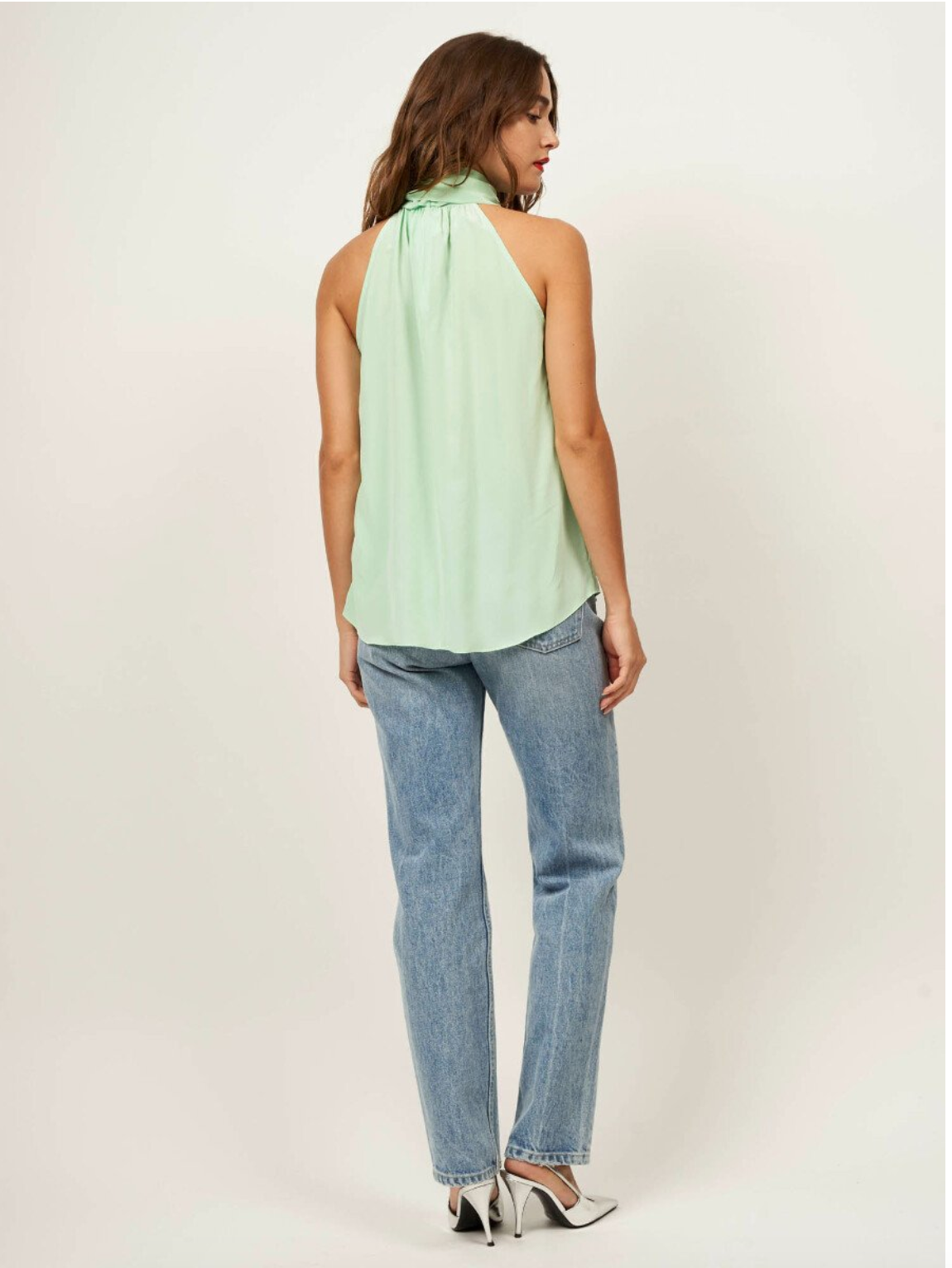 Equipment Silk Halter Top - Green Ash