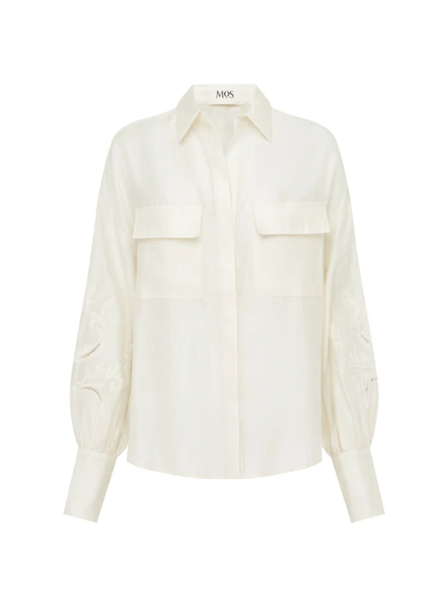 Mos The Label Marcela Embroidery Blouse - Pearl/White