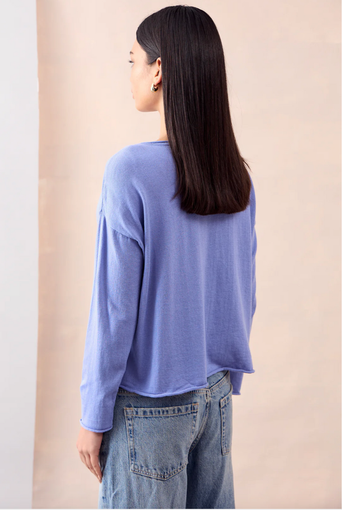 Mia Fratino Pure Reversible Cashmere Cardi - Cornflower