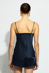 Ginia Silk Cami V Neck - Midnight Blue