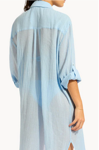 Seafolly Crinkle Twill Beach Shirt - Cornflower
