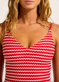 Seafolly V Neck One Piece-Chilli Red