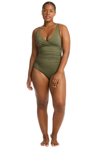 Sea Level Essentials Cross Front Multifit Bra Top – Khaki