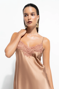 Ginia Silk Chemise - Mocha Mousse