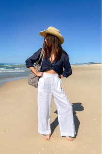 Hut The Boyfriend Linen Shirt - Forever Navy