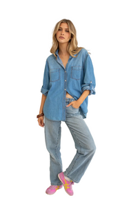 Hut Denim Boyfriend Shirt - Denim Wash