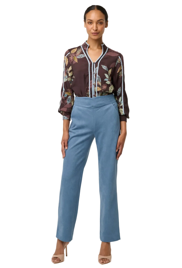 Once Was Asher Contrast Trim Viscose Faille Shirt - Ember Vines