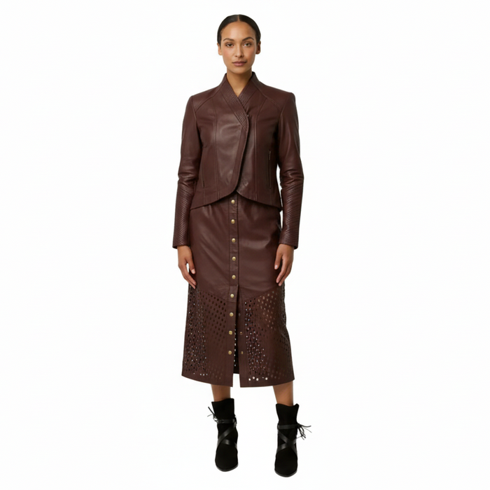 Once Was Acer Leather Shawl Collar Detail Jacket - Oxblood