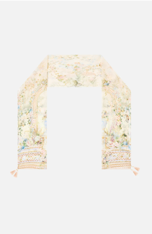 Camilla Long Silk Crinkle Chiffon Scarf - Midsummer Masterpiece