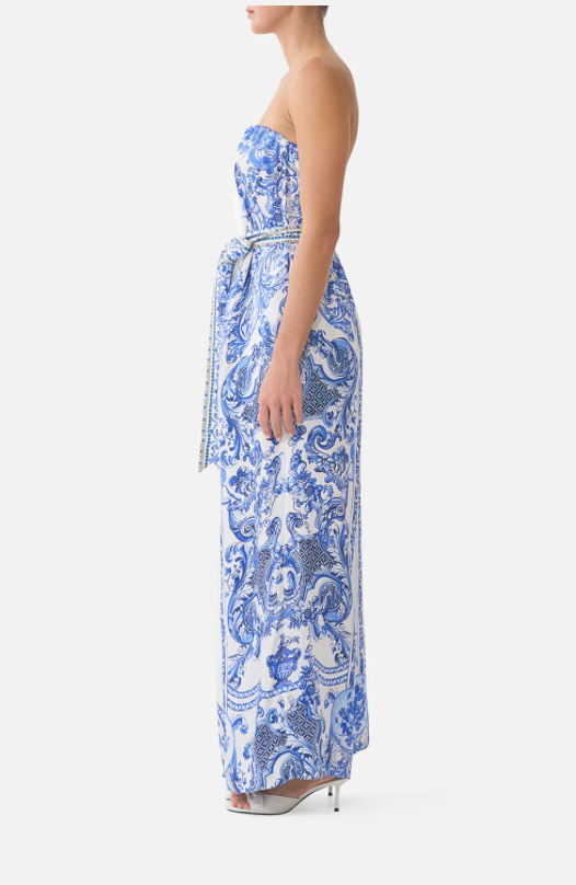Camilla Front Pleat Strapless Jumpsuit - Ceramic Panoramic