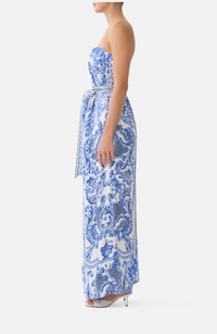 Camilla Front Pleat Strapless Jumpsuit - Ceramic Panoramic
