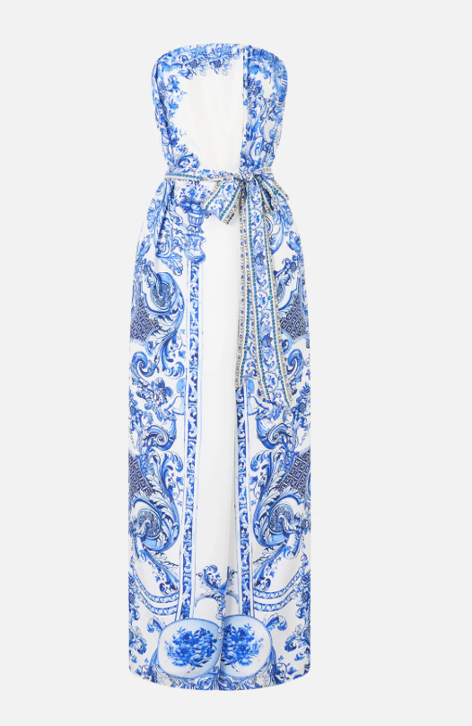 Camilla Front Pleat Strapless Jumpsuit - Ceramic Panoramic