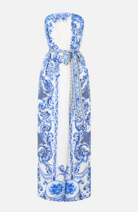 Camilla Front Pleat Strapless Jumpsuit - Ceramic Panoramic