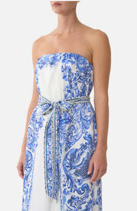 Camilla Front Pleat Strapless Jumpsuit - Ceramic Panoramic