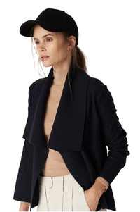 Cable Wool Cashmere Cap - Navy