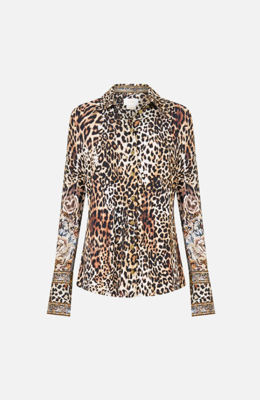 Camilla Fitted Jersey Shirt - Fiesta, Siesta, Repeat