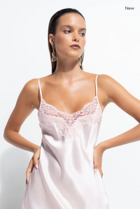Ginia Silk Lace Chemise - Pink Salt