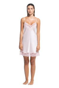 Ginia Silk Lace Chemise - Pink Salt