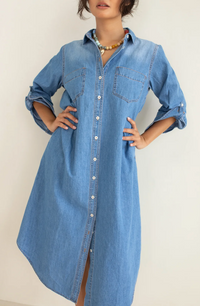 Hut Denim Shirtdress - Mid Blue Wash