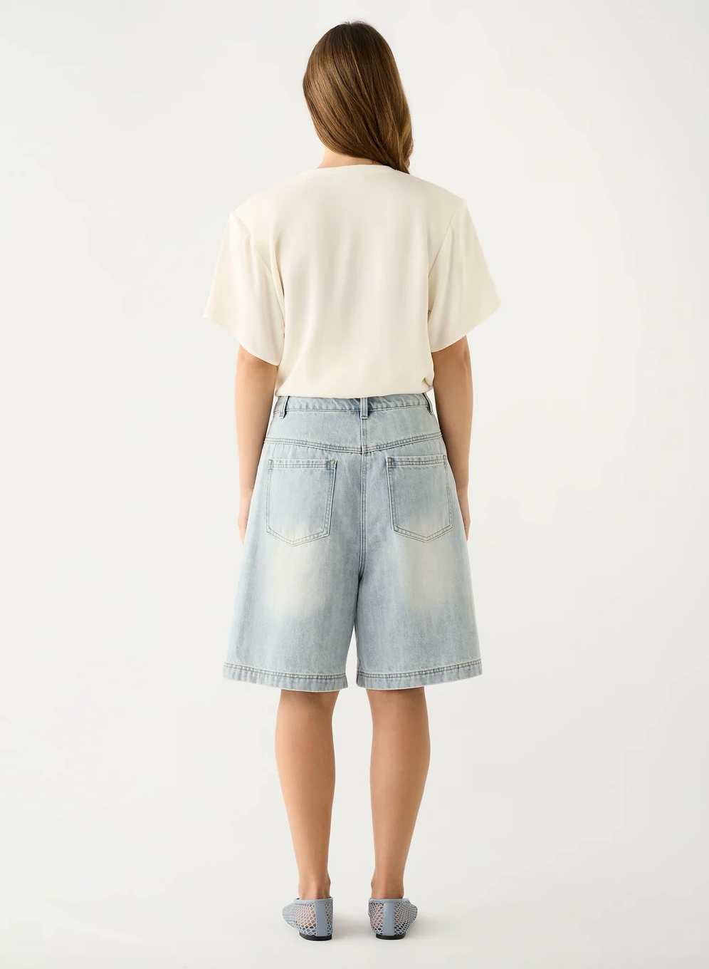 Esmaee Bayview Denim Bermuda Shorts – Blue Denim