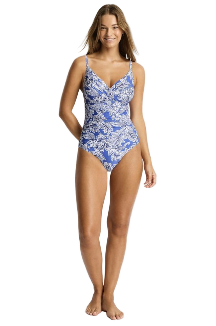 Sea Level Palmera Wrap Front DD/E Cup One Piece - Blue