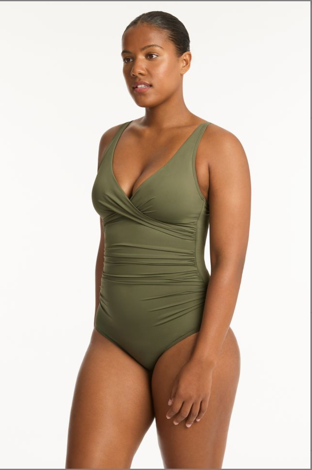 Sea Level Essentials Cross Front Multifit One Piece - Khaki