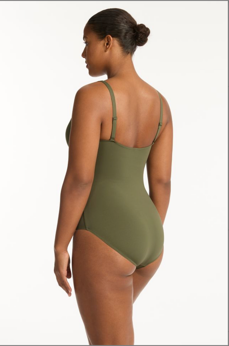Sea Level Essentials Cross Front Multifit One Piece - Khaki