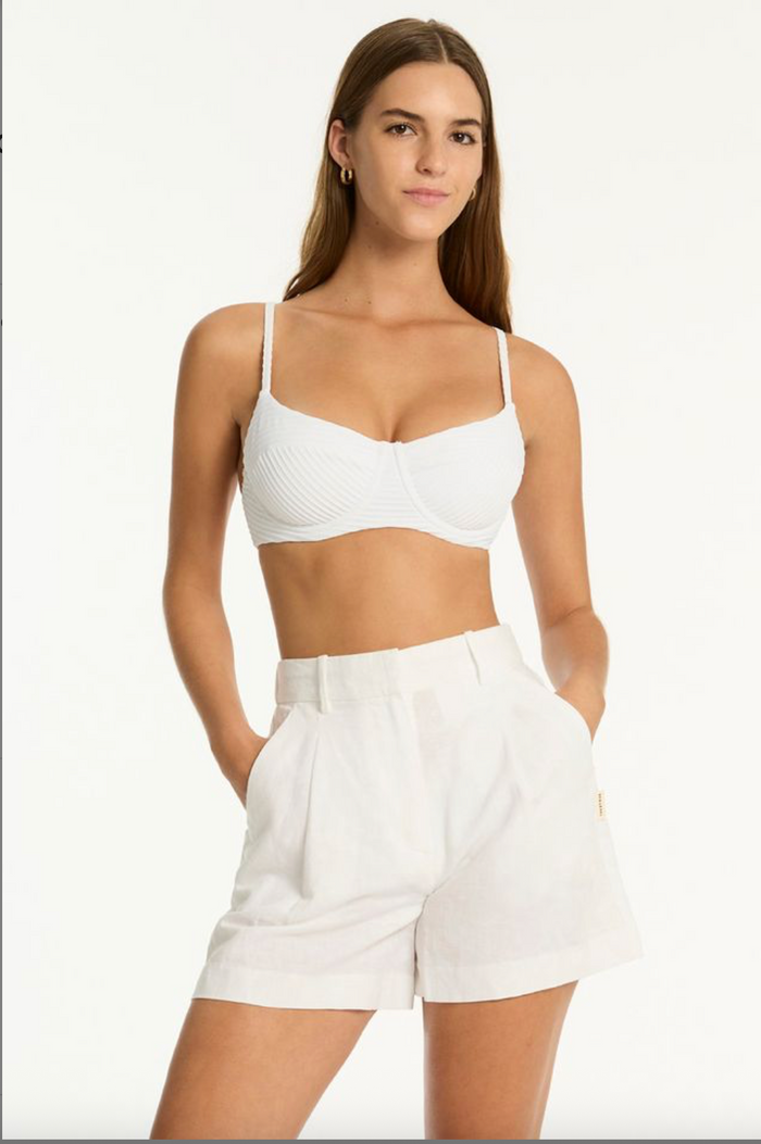 Sea Level Shore Linen Boat Short - White