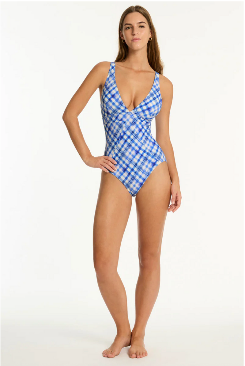 Sea Level Somerset Panel Line One Piece - Denim Blue