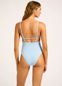 Seafolly V Neck One Piece - Powder Blue