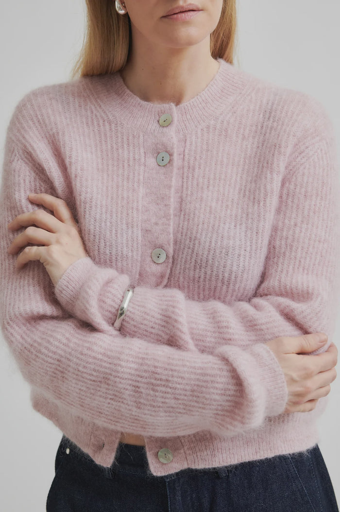 Second Female Andrea Knit Rib Long Sleeve Cardigan - Sepia Rose