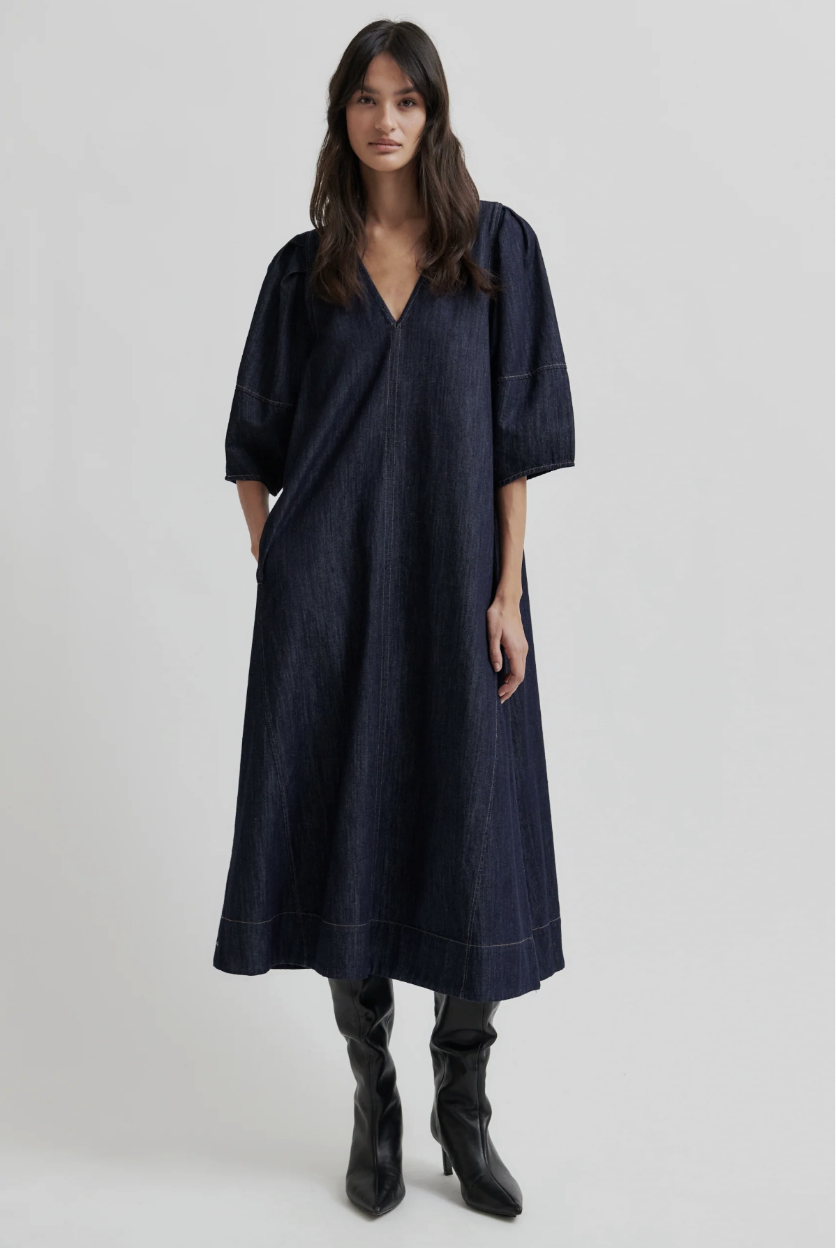 Second Female Dera Denim Tunic Dress - Dark Blue