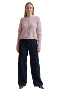 Second Female Andrea Knit Rib Long Sleeve Cardigan - Sepia Rose