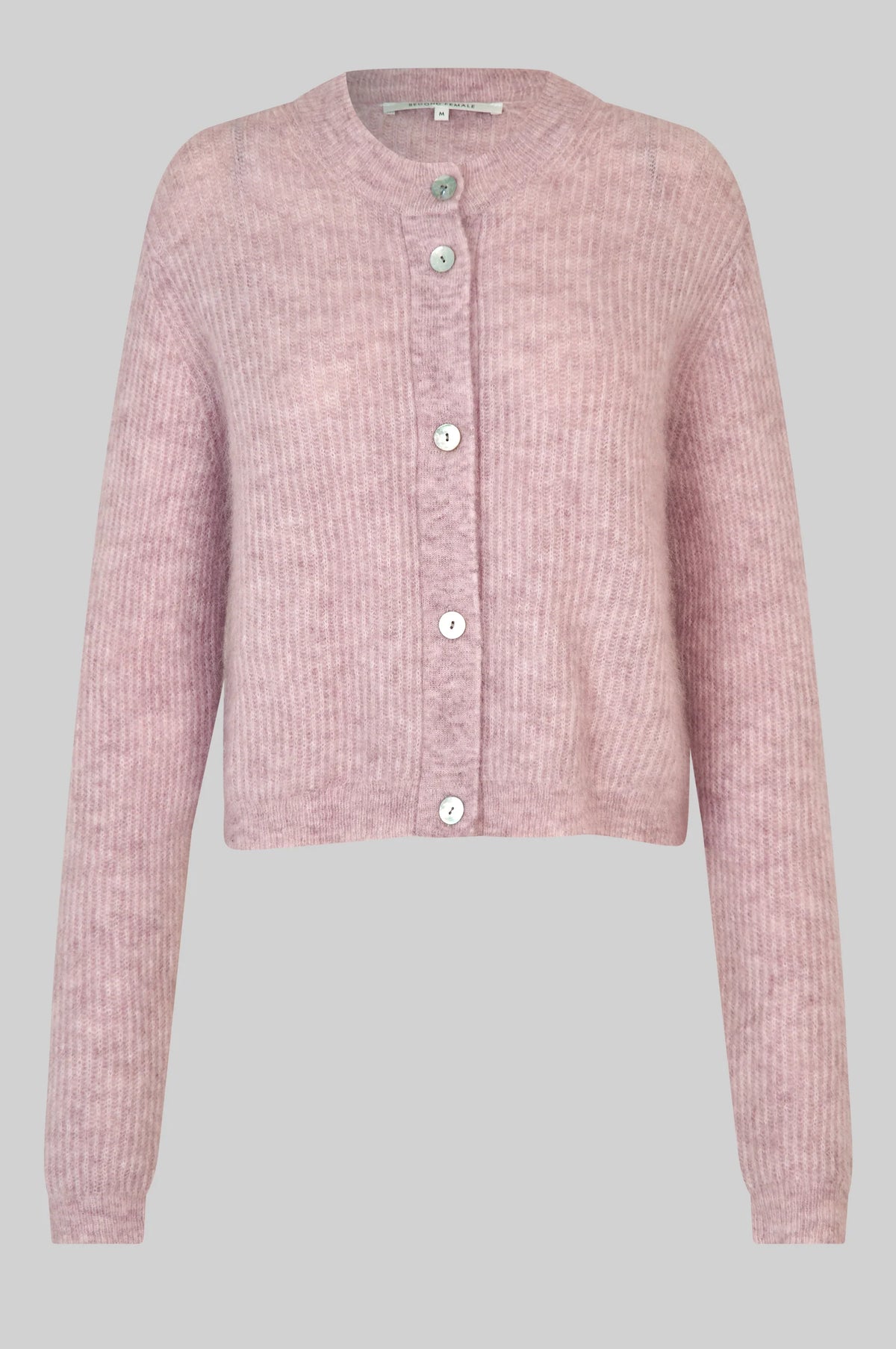 Second Female Andrea Knit Rib Long Sleeve Cardigan - Sepia Rose