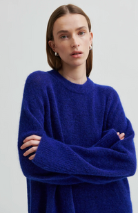 Second Female Brookline Knit Raglan O Neck - Mazarine Blue