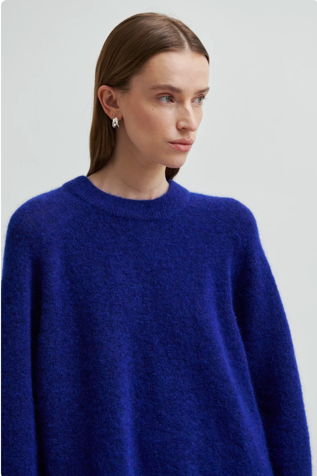 Second Female Brookline Knit Raglan O Neck - Mazarine Blue