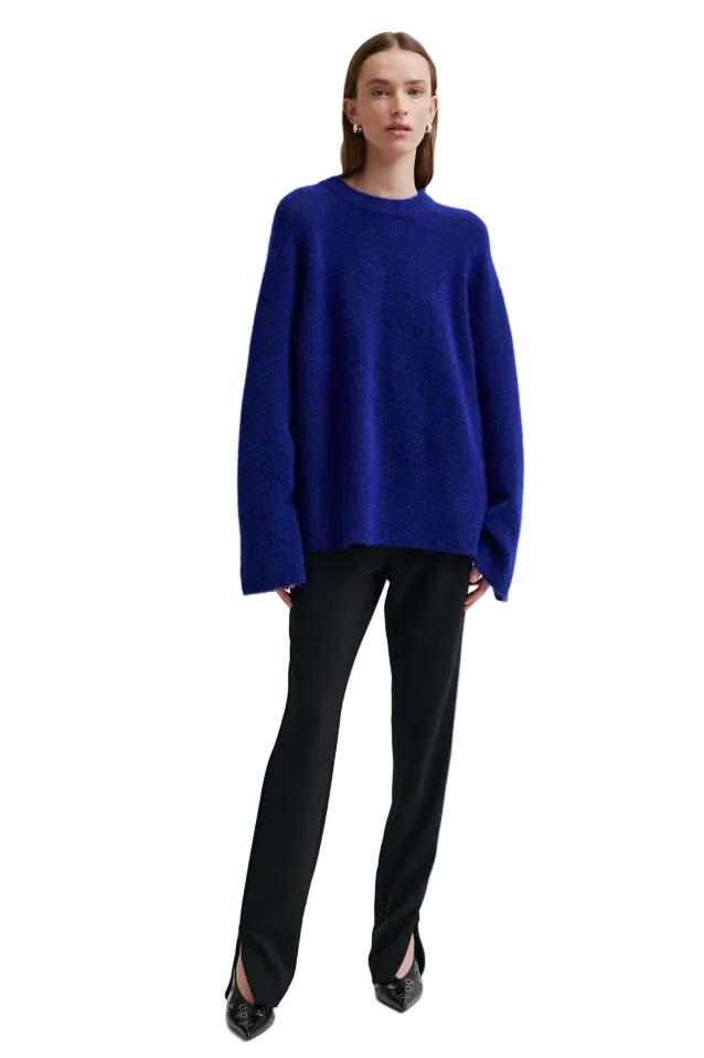 Second Female Brookline Knit Raglan O Neck - Mazarine Blue