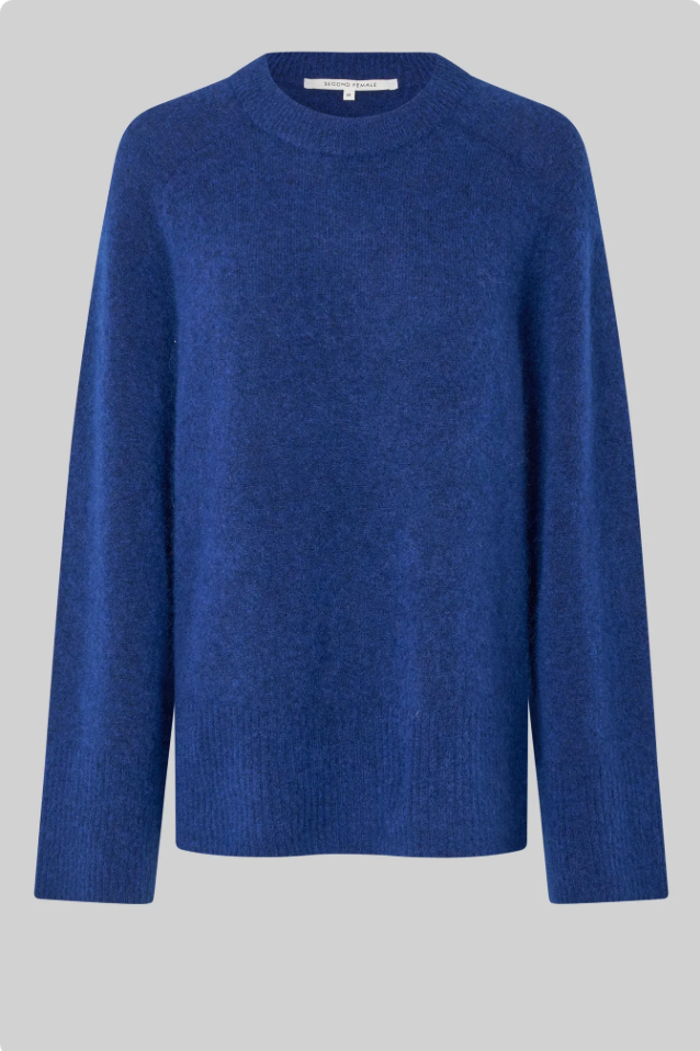 Second Female Brookline Knit Raglan O Neck - Mazarine Blue