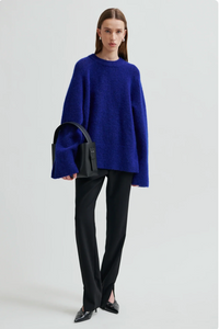 Second Female Brookline Knit Raglan O Neck - Mazarine Blue