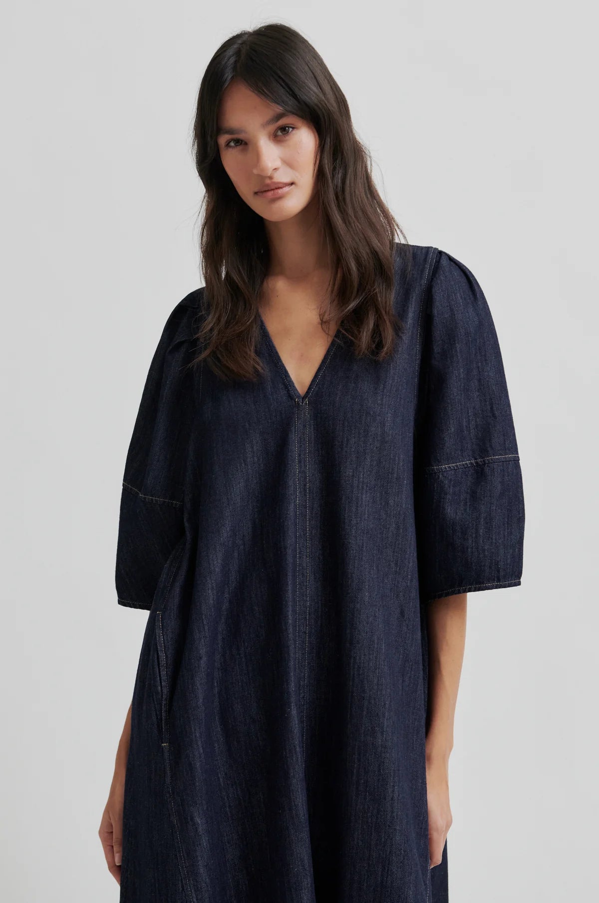 Second Female Dera Denim Tunic Dress - Dark Blue