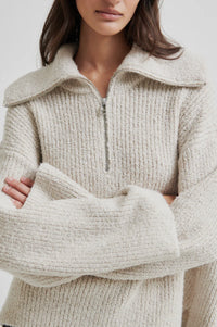 Second Female Gerda Knit Zip Collar - Summer Sand