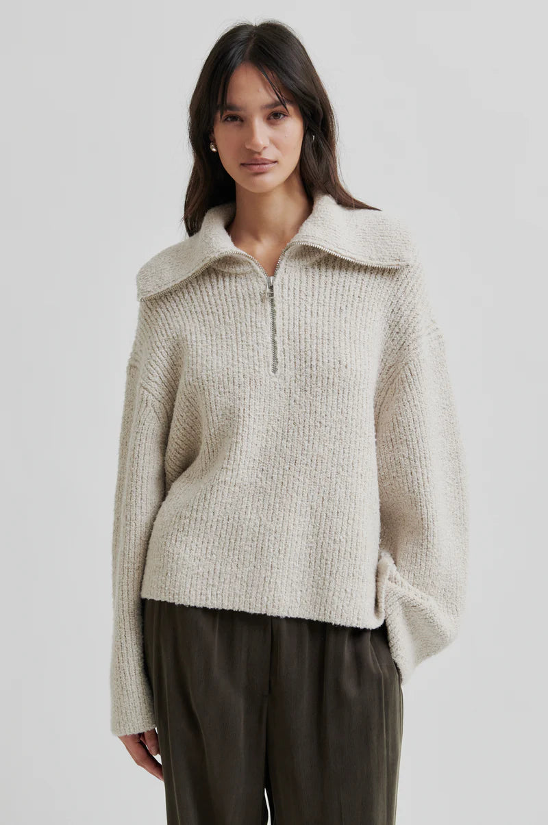 Second Female Gerda Knit Zip Collar - Summer Sand