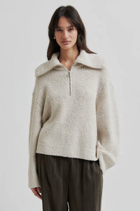 Second Female Gerda Knit Zip Collar - Summer Sand