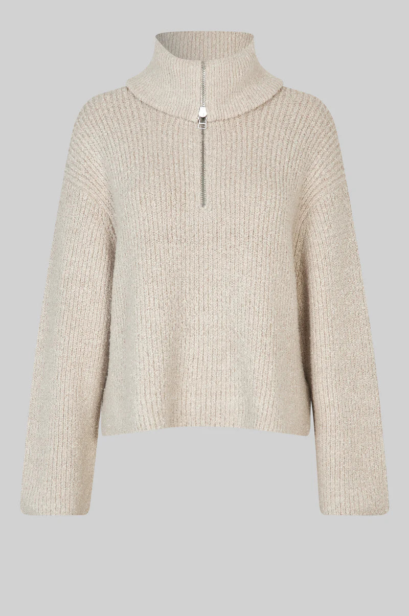 Second Female Gerda Knit Zip Collar - Summer Sand