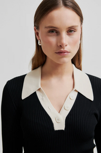 Second Female Josephine Knit Polo - Black