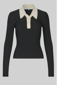 Second Female Josephine Knit Polo - Black
